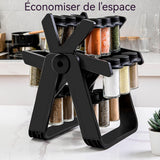Étagère à épices 34x23cm Conception de grande roue avec 18 pots Support pour pots à épices en verre Support à Épices pour Cuisine