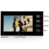 Sonnette vidéo sans fil Moniteur vidéo 7 pouces Caméra HD Kit pour villa, maison, bureau, appartement Interphone bidirectionnel