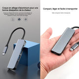 Station d'accueil USB3.0 4 en 1 Transmission efficace HDMI Matériau en alliage d'aluminium Multifonctionnel portable Adaptateur