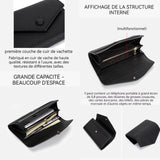 Portefeuille cuir véritable forme d'enveloppe portefeuille long entièrement en cuir de vachette portefeuille femme grande capacité