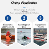 Gilet de sauvetage flottabilité 100n équipé d'un sifflet de survie bandes réfléchissantes boucle de sécurité ceinture élastique