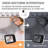 Moniteur pour bébé caméra vidéo rotative à 360 degrés vision nocturne audio bidirectionnel écran de 3,5 capteur de température