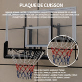 Panier de basket 112x72 cm taille du panneau de basket montage mural panneau de basket suspendu avec vis plaque d'acier PVC noir