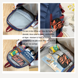 Sac à dos scolaire 45x30x17cm trendy hundred large capacity backpack campus fashion clash of colours casual schoolbag cartable