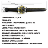 Montre homme 5.3x4.7cm jaune PU acier inoxydable montre numérique montre sport montre digitale hommes montre-bracelet pour homme