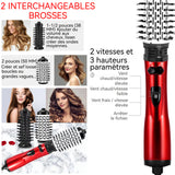 Brosse à cheveux 3 en 1 900-1200w fer à friser automatique multifonctionnel à air froid et à air chaud avec deux têtes de rechange