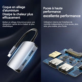 Station d'accueil USB 3.0 Type-C 6 en 1 5 Gbit/s HDMI 4K 30 Hz PD 100W Lecture SD/TF Adaptateur de concentrateur multifonction