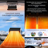 hauffage de voiture 150W 12x6x9cm air froid et chaud 360 degrés rotatif dégivrage et désembuage chauffage réchauffeur de voiture