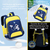 Sac à dos 34x27x10cm cartable enfant léger grande capacité multi-compartiments sac à dos dessin animé design léger joli jaune