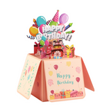 arte de voeux 18x8,6cm cadeau d'anniversaire gâteau d'anniversaire sculpture en papier tridimensionnelle bénédiction carte postale