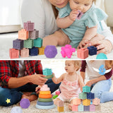 Jeux Montessori Silicone souple de qualité alimentaire Expérience tactile multicolore Aider bébé à développer sa cognition Jenga