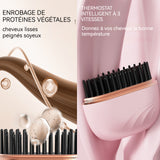 Brosse lissante pour cheveux mini portable rechargeable multifonctionnel 2 en 1 cheveux raides et bouclés 3 réglages températur