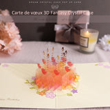arte de voeux 13x15,5cm carte de vœux tridimensionnelle anniversaire gâteau en cristal carte cadeau haut de gamme carte postale