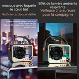 Enceinte bluetooth 10,5x7,6x5,5cm 650mAh bluetooth 5.2 enceinte bluetooth rétro transparente en métal lumière dégradée à 7 couleurs