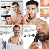 Tondeuse nez oreilles homme LED écran chargement USB avec nettoyer les brosses et les capuchons anti-poussière coffret hygiene nez