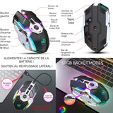 Souris sans Fil Souris de Jeu sans Fil Professionnelles 2400DPI LED Optique RGB USB Computer Mouse Game pour PC Portable Gamer