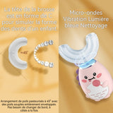 Brosse À Dents Électrique 400mAh U‑Shape 3 modes de nettoyage étanche IPX7 Timing intelligent Brosse à Dents Automatique rose
