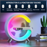 Réveil multifonctionnel LED avec recharge sans fil 15w pour les téléphones portables et lampe de chevet 7 couleurs réveil numérique