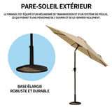 Parasol de jardin 2.7m parasol de jardin extérieur pare-soleil inclinable parapluie de jardin en demi-cercle pare-soleil extérieur