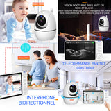 Babyphone caméra vidéo 5 inch 3500mah LED interphone bidirectionnel affichage de la température lecture de musique babyphone vidéo