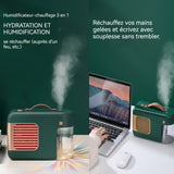 Radiateur soufflant 500w humidificateur d'air avec 450ml réservoir d'eau séparé éclairage d'ambiance et intermittent pulvérisation
