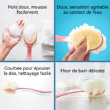 Éponge de bain 2 pcs 36x17cm 2 en 1 Brosse a dos à Poils Souples pour Hommes et Femmes Salle de Bain Fleur de bain à poils doux