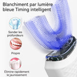 Brosse à Dents Adulte En Forme De U 400mah Nettoyage des dents par ultrasons blanchiment par lumière bleue moussage automatique
