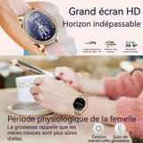 Montre Connectée Femme avec Appel Smartwatch Santé Au Alliage de titane Etanche à l'eau Podomètre Moniteur de fréquence cardiaque