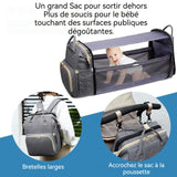 Sac à langer 40x30 cm Tissu en nylon imperméable Grande capacité de 25 L Peut contenir 3 biberons Lit extensible de 70 cm Sac à dos