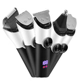 Tondeuse cheveux 5 en 1 3 tête de coupe de limite professionnelle ecran LCD sans fil du corps complet silencieux coiffeur électrique