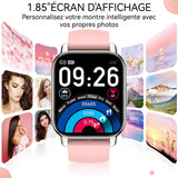 Montre connectée 1,85 pouce Montre connectée à écran tactile avec fonction téléphone Avec détection de mouvement IP68 étanche