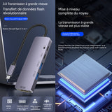 Station d'accueil 5 en 1 hub multi-interface charge rapide PD 100W transmission 5Gbit/s USB3.0 compatible avec plusieurs systèmes