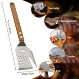 Spatule à griller 43×10×3cm multifonction 5 en 1 acier inoxydable résistant aux hautes températures spatule grillades d'extérieur