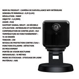 Caméra surveillance WiFi intérieure vidéo HD 1080p camera WiFi détection de mouvements Interieur caméra de surveillance sans fil