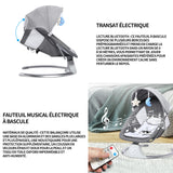 Balancelle electrique 3 en 1 gris avec télécommande 5 modes balancement minuterie bluetooth musique siège balançoire de électrique