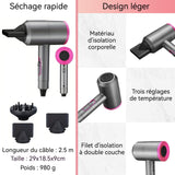 Sèche-cheveux 2000 W 3 vitesses de ventilation Contrôle intelligent de la température Soin des cheveux Sèche-cheveux ionique