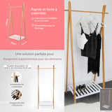 Porte-manteau sur pied Porte-manteau sur pied  journal simplicité moderne Living Room Bedroom Bamboo Reinforced Double Rod Coat Rack