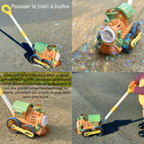 Machine à bulles 26x17x46.5cm machine à bulles à pousser à la main pour enfants avec de musique et de la lumière jeux en plein air