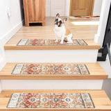 Tapis d'escalier 5 pièces d'imprimé floral escalier maison pieds antidérapants autocollants sans colle et résistants à la saleté
