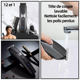 Tondeuse cheveux 6 en 1 tondeuses à cheveux multifunctions professionnel sans fil rechargeable tondeuse avec 4 peignes ecran LED