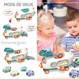 Inertie pour enfant 32x17cm avions de transport musicaux véhicule à inertie enfants jouets comprend 3 véhicules et 1 petit avion