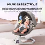 Balancelle electrique 3 en 1 gris avec télécommande 5 modes balancement minuterie bluetooth musique siège balançoire de électrique