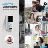 Portier visuel WiFi   Interphone visuel  Vision nocturne HD  Détection de mouvement PIR Sonnette à distance WiFi Angle de vue de 166