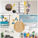 Miroir mural 34 PCS miroir rond autocollant 3D amovible en acrylique décoratif et créatif en verre souple miroir adhesif mural