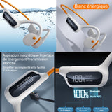 Casque conduction osseuse IP8 230mA blanche bluetooth 5,3 ecouteurs bluetooth sans fil avec mémoire 32Go casque bluetooth sans fil