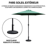Parasol de jardin 2.7m parasol de jardin extérieur parasol de plage parapluie de jardin en demi-cercle pare-soleil extérieur vert