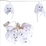 Guirlande lumineuse led en forme de crâne pour Halloween, lanterne fantôme en gaze blanche suspendue, décoration étanche