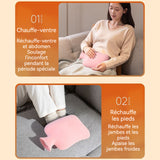 Bouillotte eau chaude 2 L 31 x 19 cm Fourrure de lapin Retient la chaleur pendant 3 à 5 heures Imperméable Bouillotte avec housse