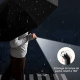 Parapluie automatique 65x105cm 10 baleines avec lumière LED facile à transporter pour les jours ensoleillés ou pluvieux Noir