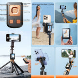 Perche à selfie magnétique 170cm réglage de l'angle à 360 degrés projecteur de selfies télécommande renforcer les quatre jambes